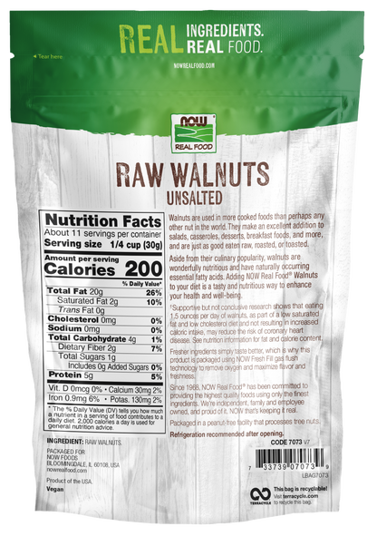 NOW Foods, Walnuts, Halves and Pieces, Raw, Unsalted, 12 oz