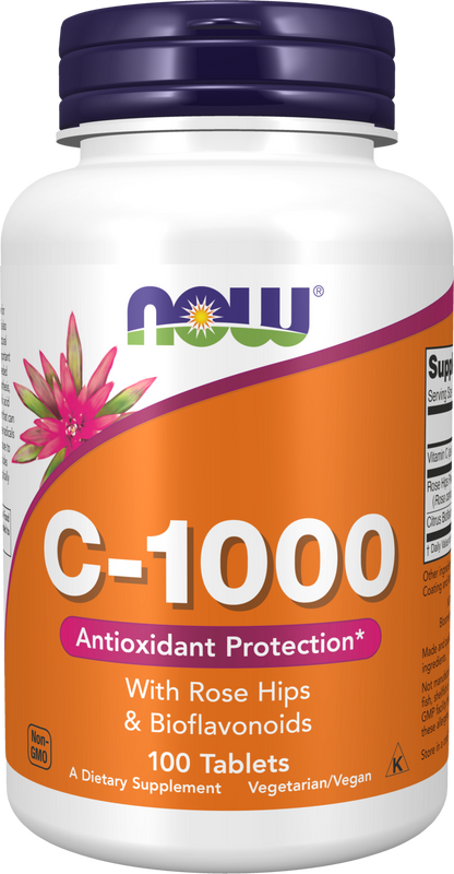 NOW Supplements, Vitamin C-1,000 with Rose Hips & Bioflavonoids, 100 Tabs