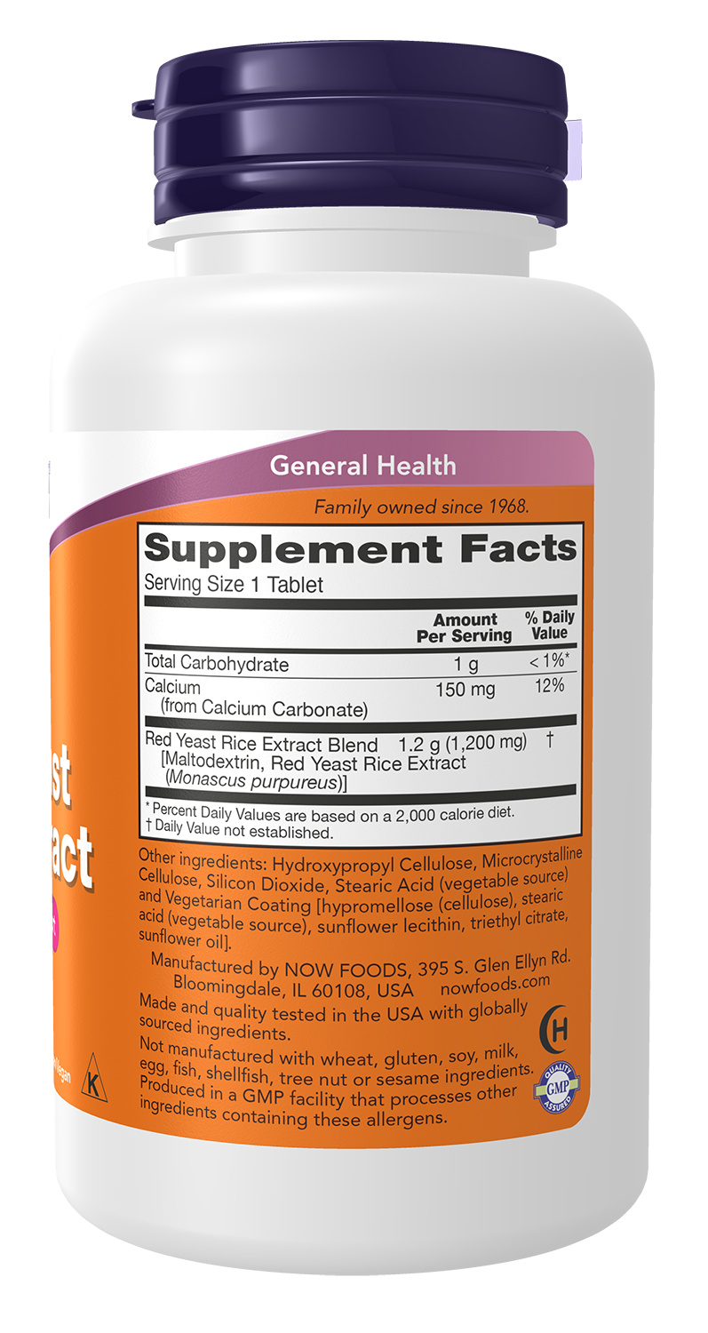 NOW Supplements, Red Yeast Rice 1,200 mg, Nutritional Support, 60 Tablets