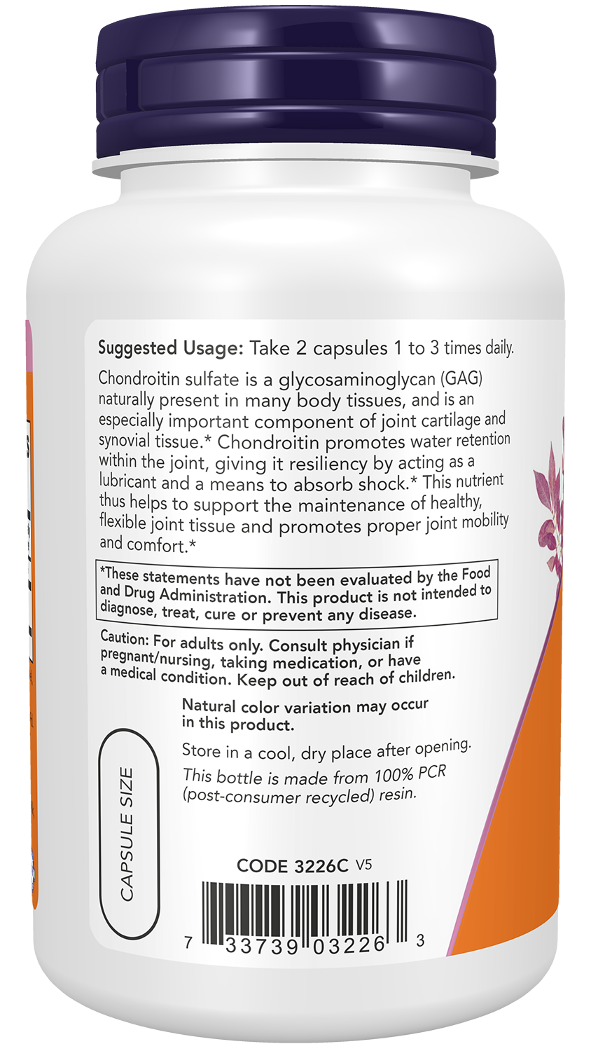 NOW Supplements, Chondroitin Sulfate 600 mg, Joint Support*, 120 Caps