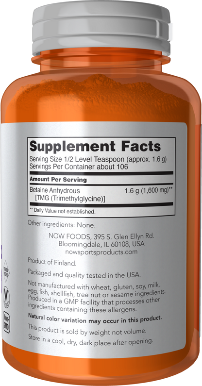 NOW Sports, Betaine TMG Powder, Enhances Performance*, 6 oz