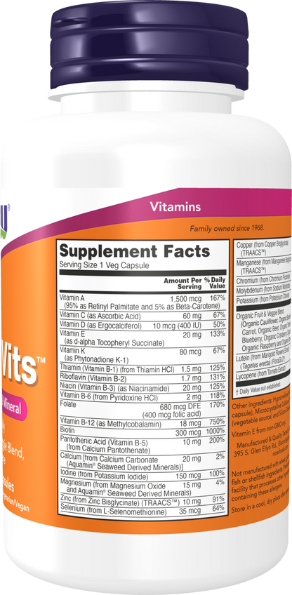 NOW Supplements, Daily Vits™, One Tablet Daily, 120 Veg Caps