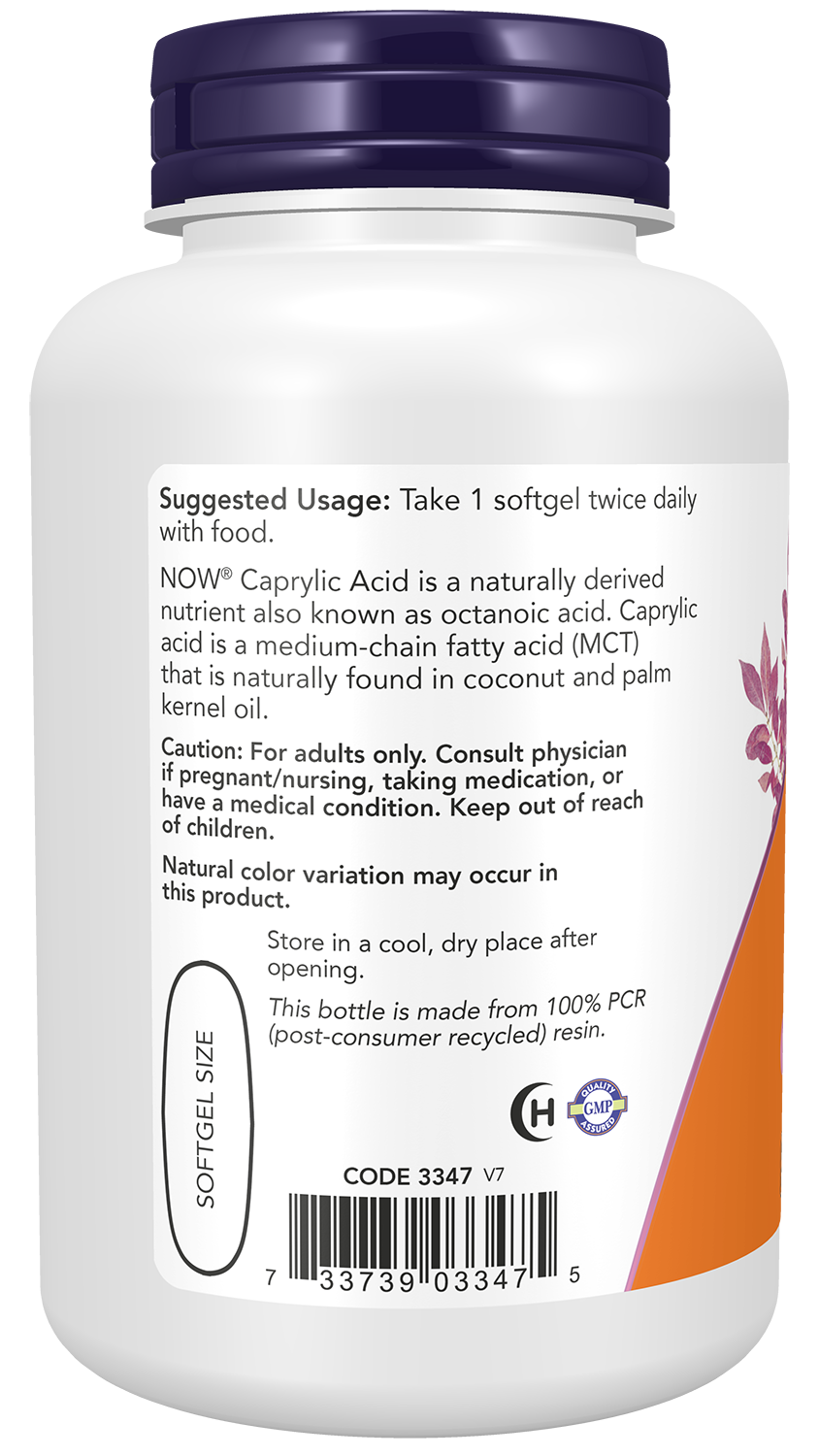 NOW Supplements, Caprylic Acid  600 mg, MCT, 100 Softgels