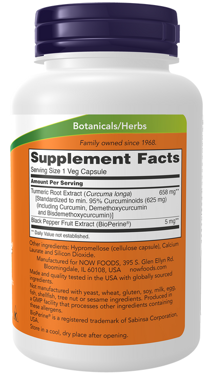 NOW Supplements, Turmeric Curcumin with BioPerine, 90 Veg Caps