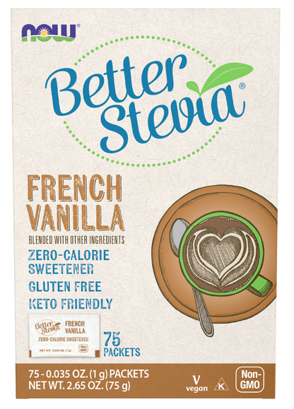 NOW BetterStevia® French Vanilla Zero-Calorie, 75 Packets
