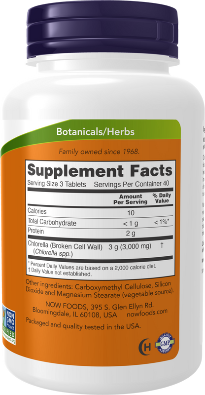 NOW Supplements, Chlorella 1,000 mg, Super Green, 120 Tabs