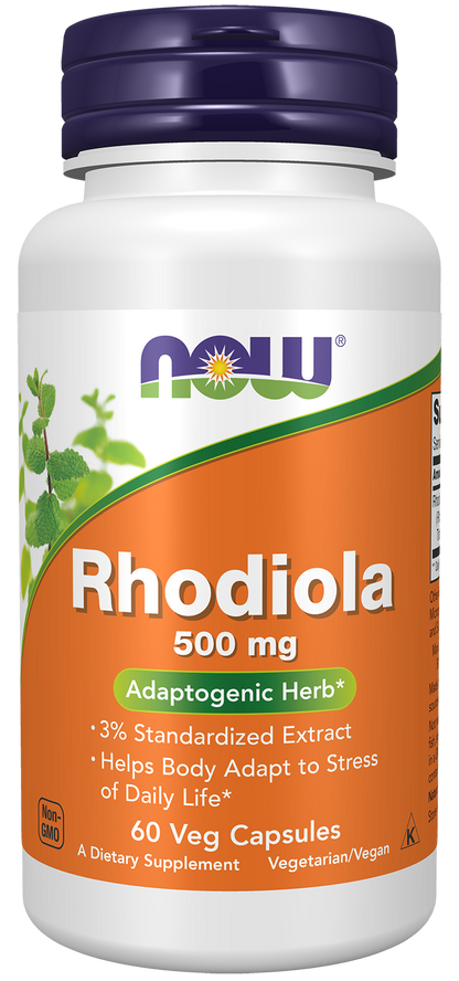 NOW Supplements, Rhodiola 500 mg, Adaptogenic Herb*, 60 Veg Caps