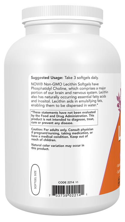 NOW Supplements, Lecithin 1200 mg, Phosphatidyl Choline, 400 Softgels