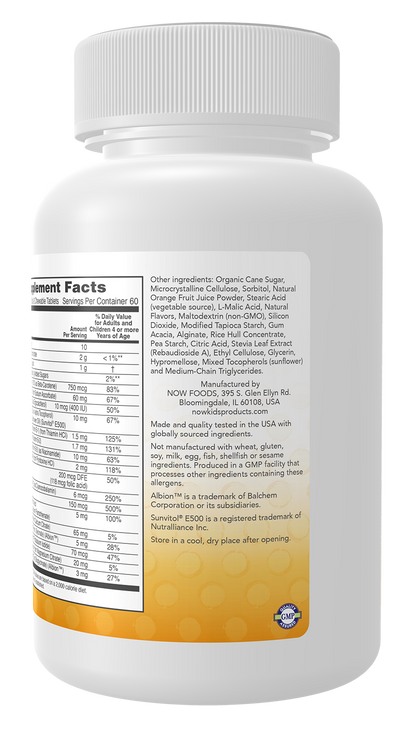 NOW Supplements, Kid Vits Multivitamin, Juicy Orange, 120 Chewable Tabs