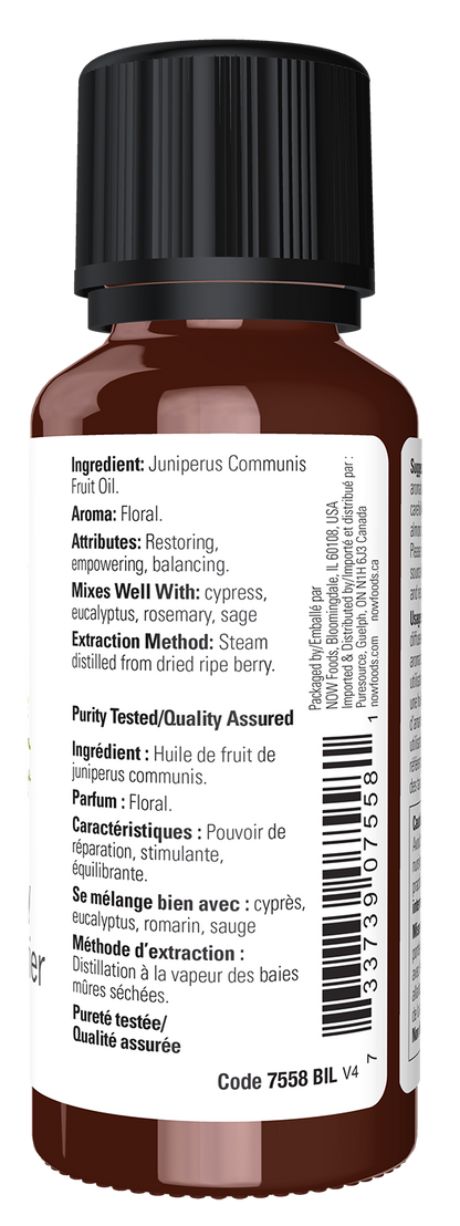 NOW Essential Oils, Juniper Berry Oil, Undiluted, Steam Distilled, 1 fl. oz
