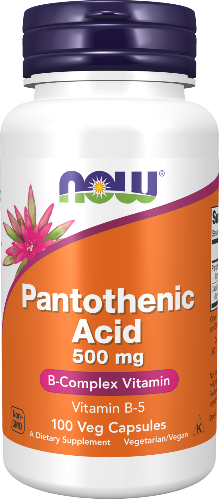 NOW Supplements, Pantothenic Acid 500 mg, B-Complex Vitamin, 100 Caps
