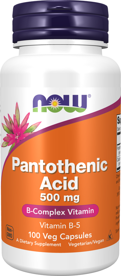 NOW Supplements, Pantothenic Acid 500 mg, B-Complex Vitamin, 100 Caps