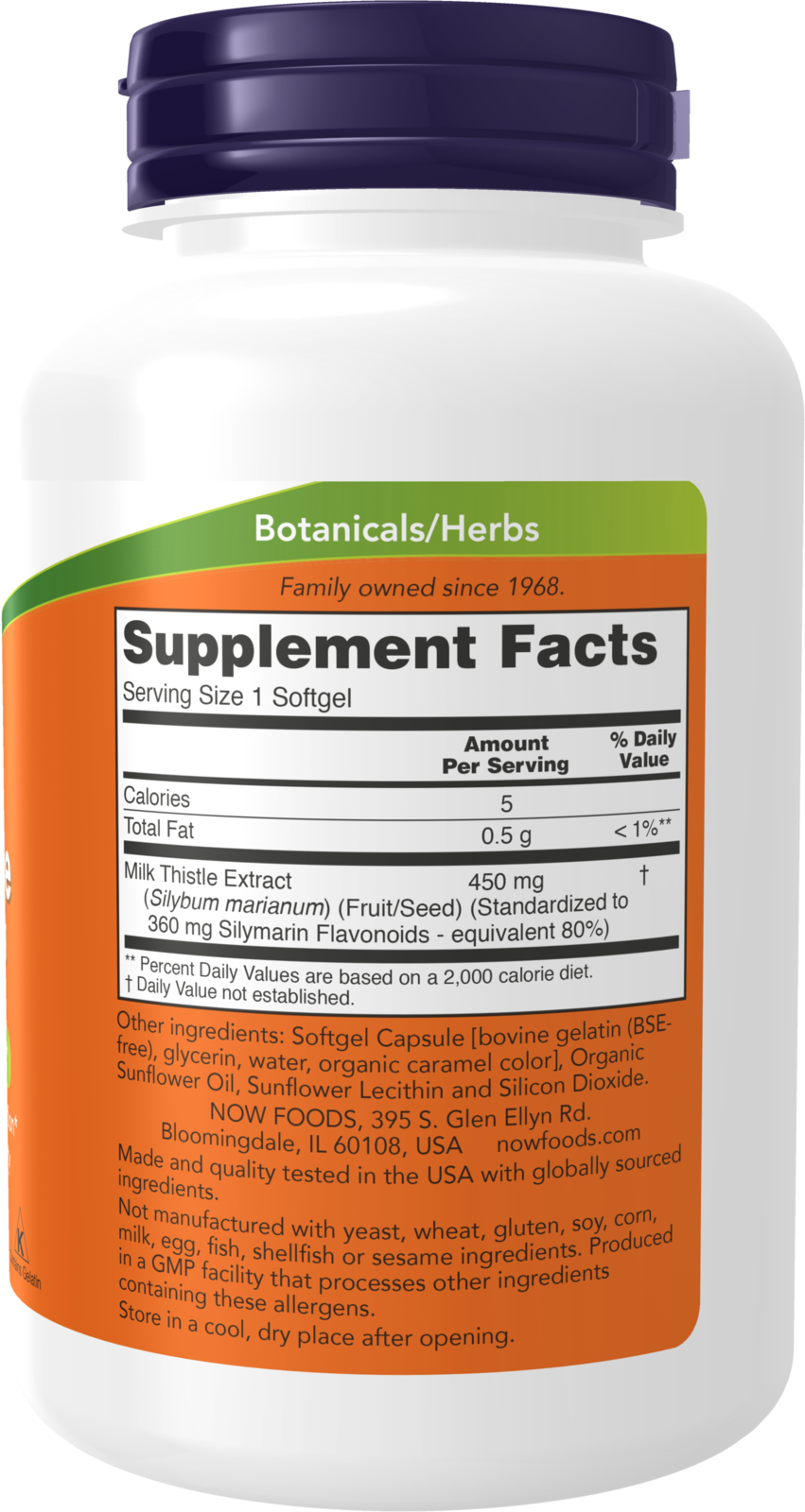 NOW Supplements, Silymarin Milk Thistle Extract, 450 mg, 120 Softgels