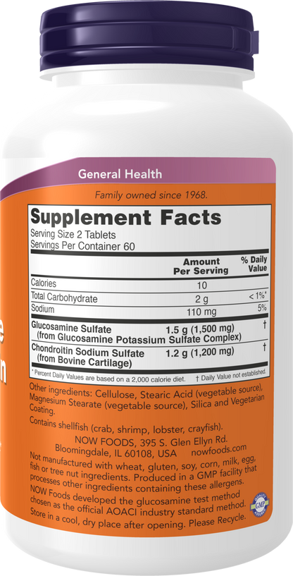 NOW Supplements, Glucosamine & Chondroitin, Sulfate Forms, 120 Tabs