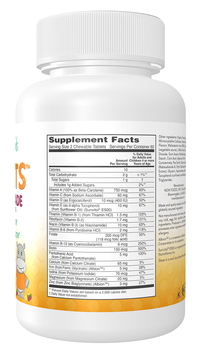 NOW Supplements, Kid Vits Multivitamin, Berry Lemonade, 120 Chewable Tabs
