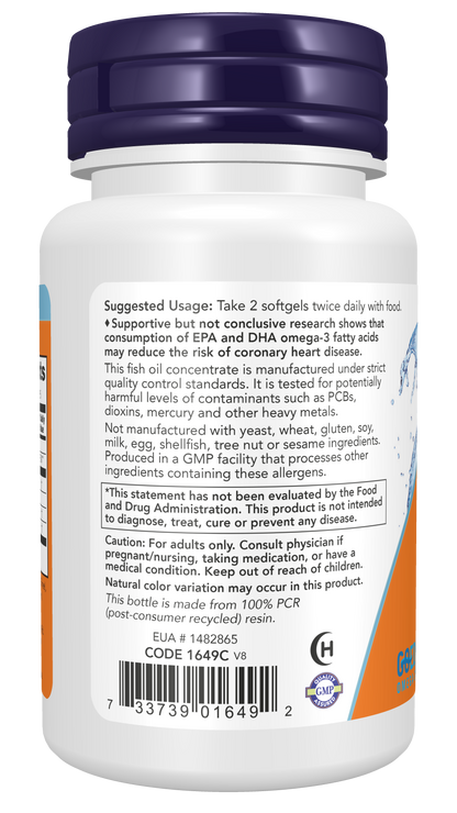 NOW Supplements, Omega-3, Molecularly Distilled, 30 Softgels