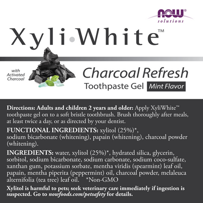 NOW Solutions, Xyliwhite™ Toothpaste Gel, Charcoal Refresh, Mint, 6.4 oz