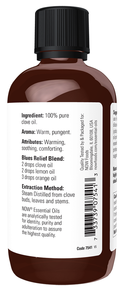 NOW Essential Oils, Clove Oil, Undiluted, Steam Distilled, 4 fl. oz