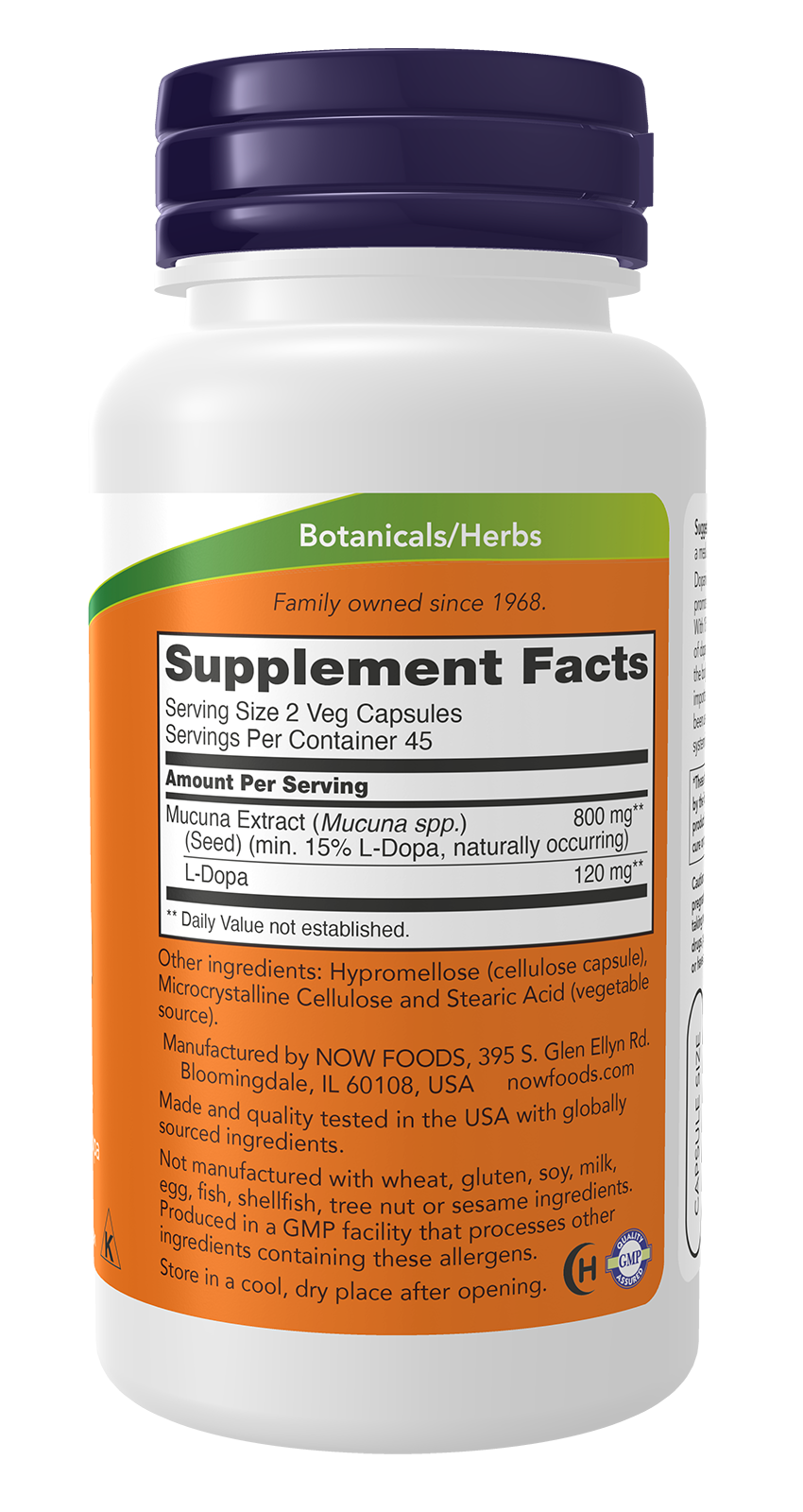 NOW Supplements, DOPA Mucuna, Standardized Mucuna Extract, 90 Veg Caps