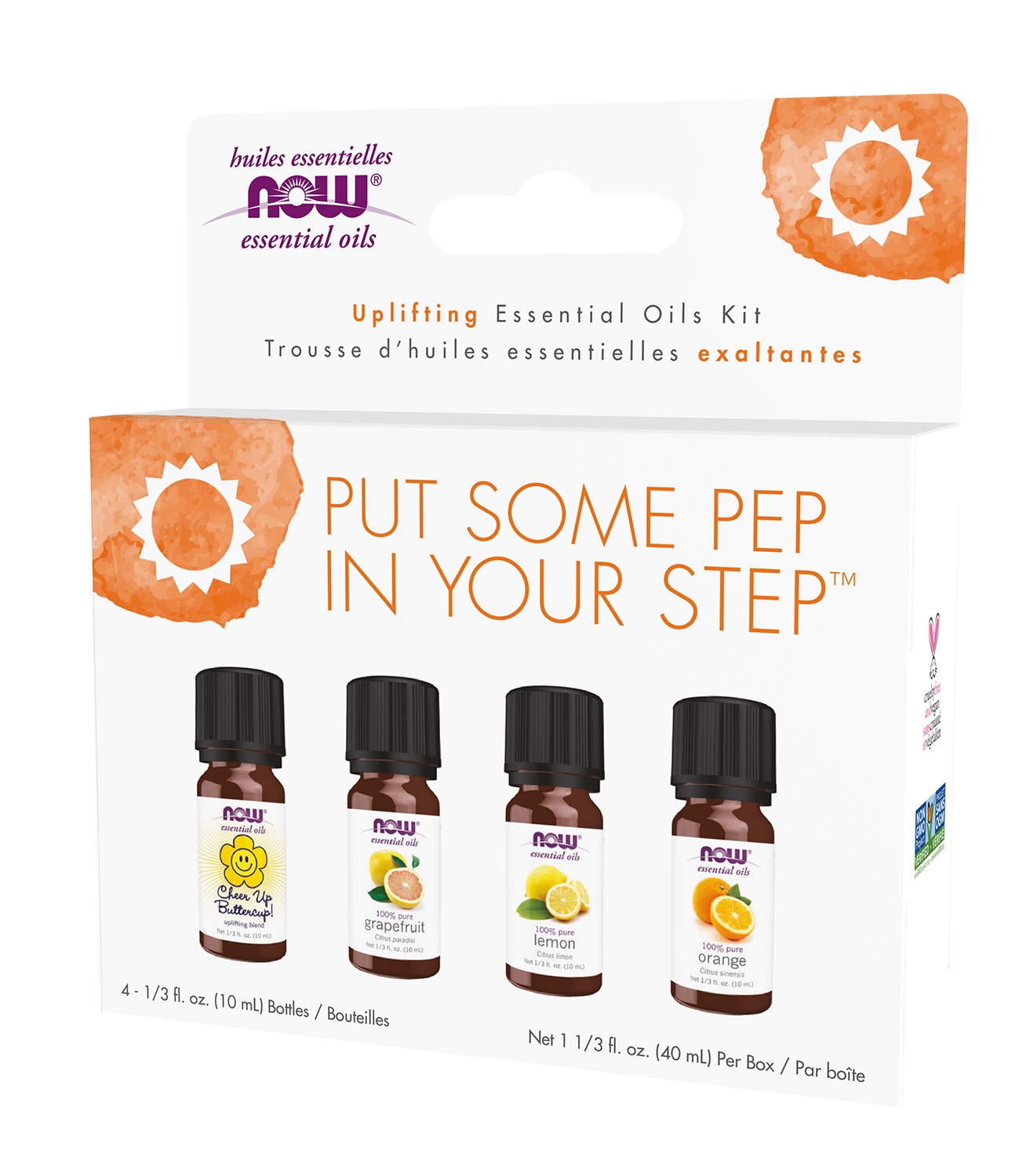 NOW Essential Oils, Put Some Pep in Your Step Uplifting Aroma Kit, 4x 10mL