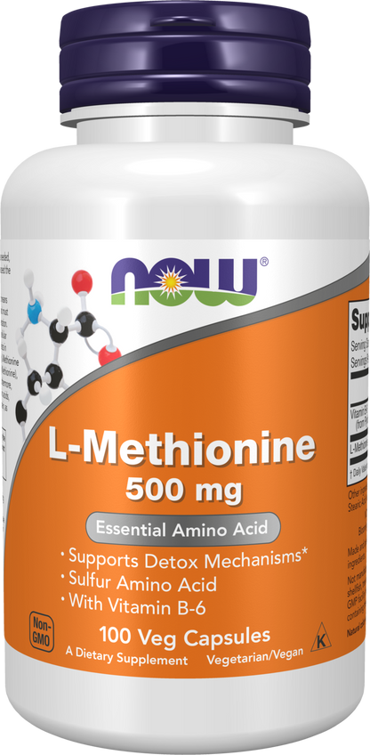 NOW Supplements, L-Methionine 500 mg with Vitamin B-6, 100 Veg Caps