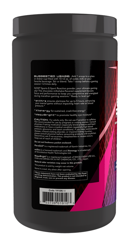 NOW Sports, E-Sport Reaction, Gaming Energy*, Chocolate, 30 Servings