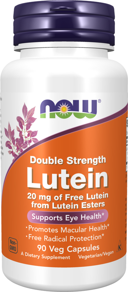 NOW Supplements, Lutein with 20 mg of Free Lutein, 90 Veg Caps