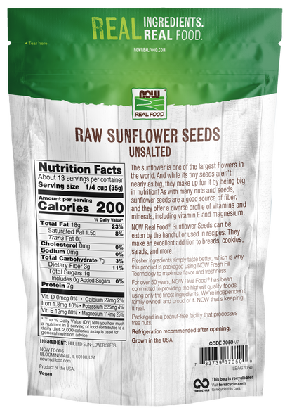 NOW Foods, Sunflower Seeds, Raw & Unsalted, Good Source of Fiber, 16 oz
