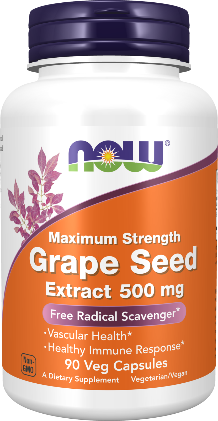 NOW Supplements, Grape Seed Extract, Maximum Strength 500 mg, 90 Veg Caps