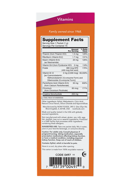 NOW Supplements, Instant Energy B-12 (2,000 mcg per packet), 75 Packets