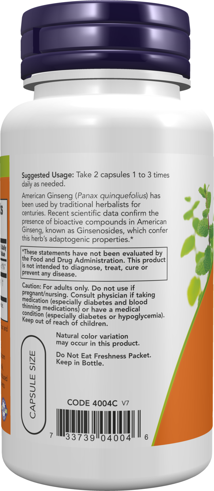 NOW Supplements, American Ginseng Extract, Adaptogenic*, 100 Veg Caps