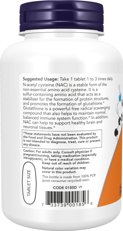 NOW Supplements, NAC 1,000 mg, Free Radical Protection*, 120 Tablets