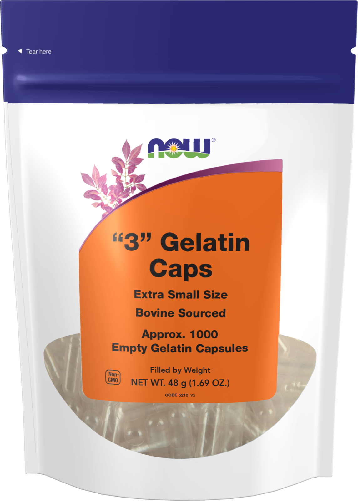 NOW Supplements, Empty Gelatin Caps, #3, Bovine Extra Small, 1,000 Gel Caps