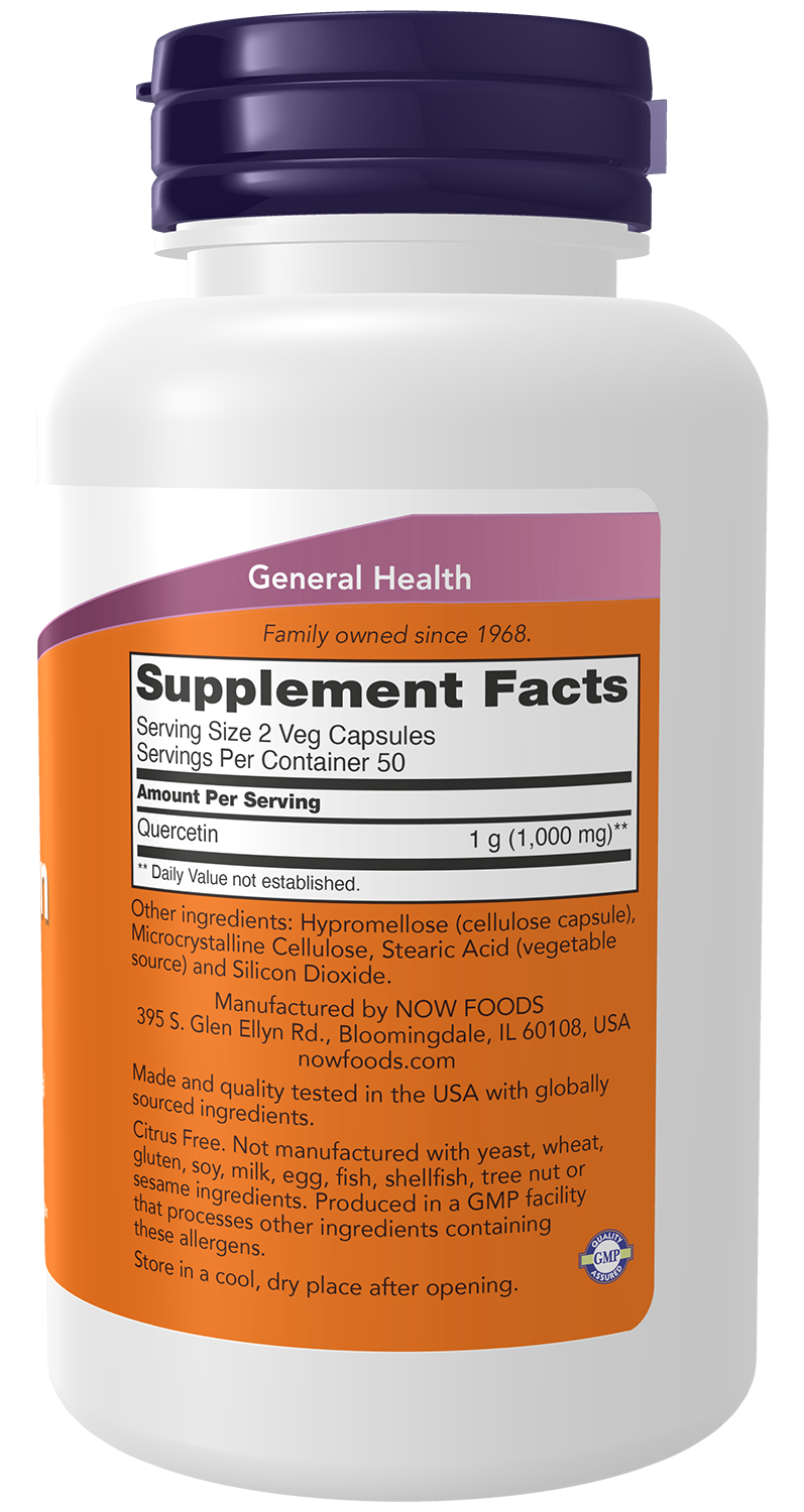 NOW Supplements, Quercetin 500 mg, Respiratory Health*, 100 Veg Caps