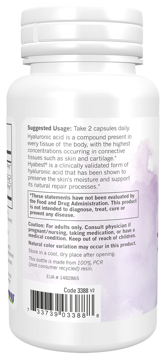 NOW Solutions, Hydration Rescue with Hyabest® hyaluronic acid, 60 Caps