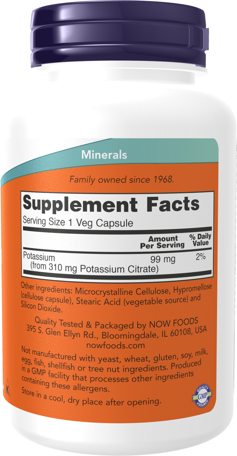 NOW Supplements, Potassium Citrate 99 mg, Essential Mineral, 180 Veg Caps