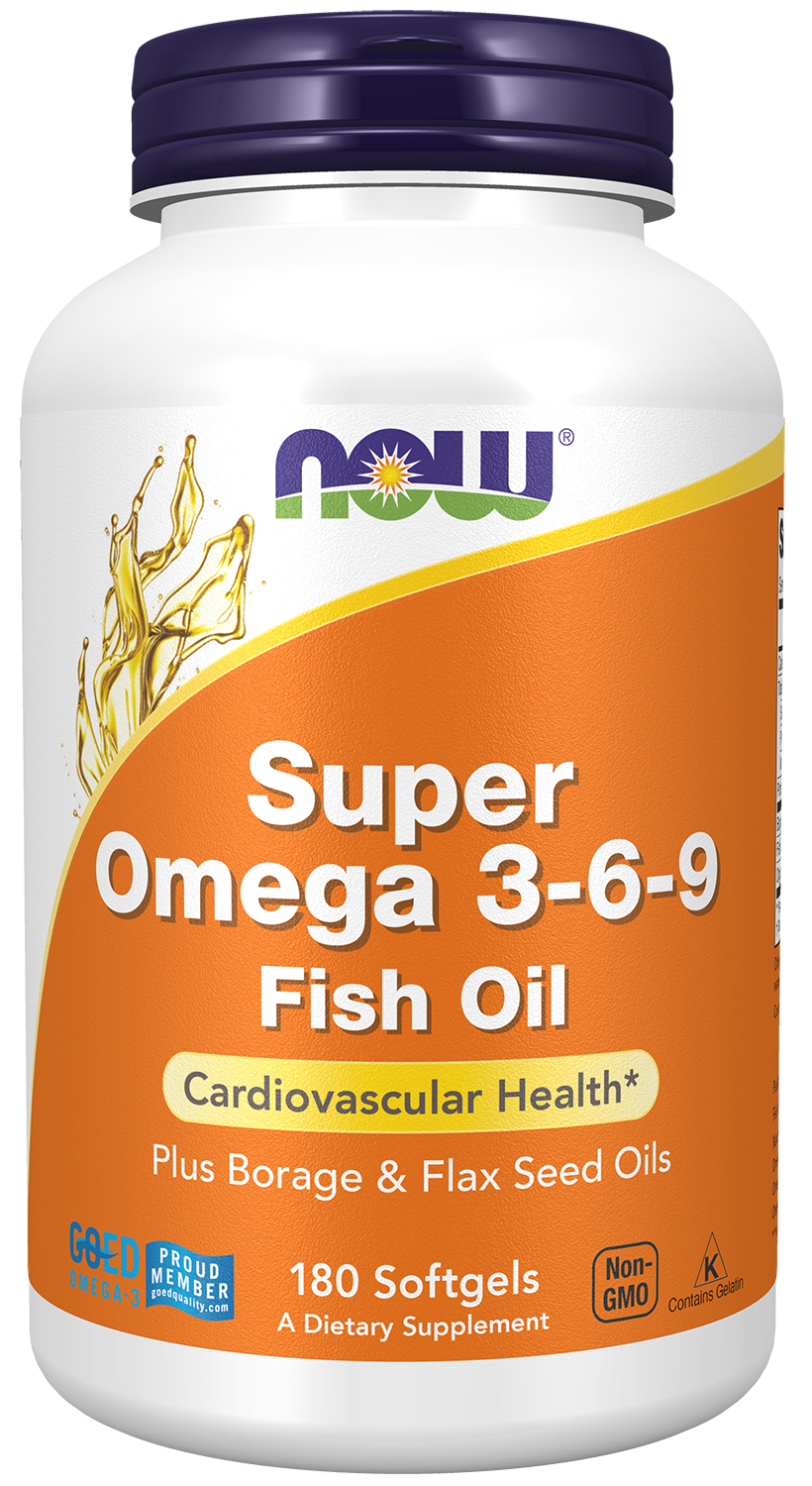 NOW Supplements, Super Omega 3-6-9 Oil Fish, Borage and Flax, 180 Softgels