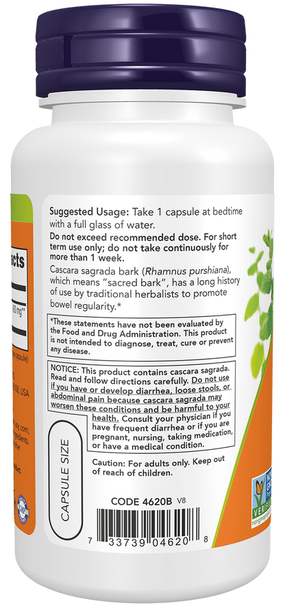 NOW Supplements, Cascara Sagrada 450 mg, Herbal Regularity*, 100 Veg Caps