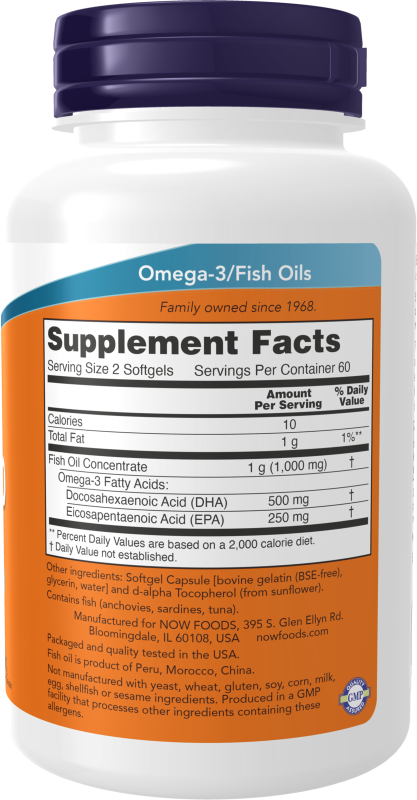 NOW Supplements, DHA-250 with 125 EPA, Molecularly Distilled, 120 Softgels