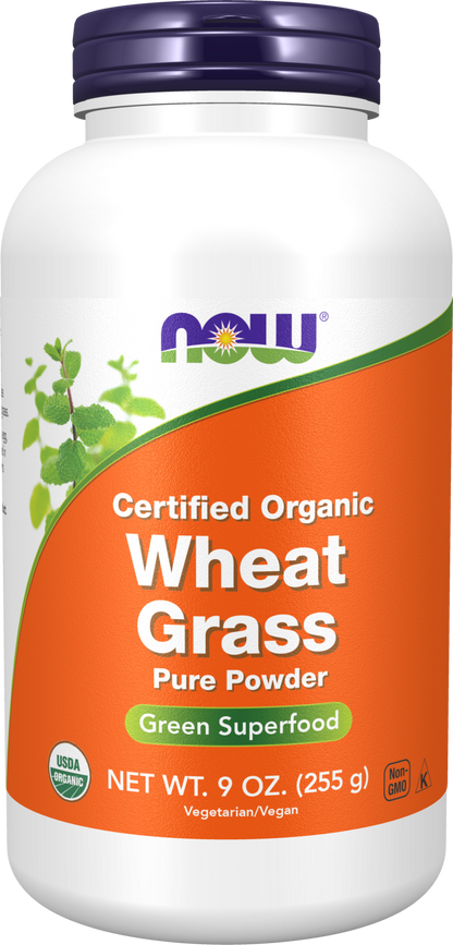 NOW Supplements, Organic Wheat Grass Powder, Green Superfood, 9 oz