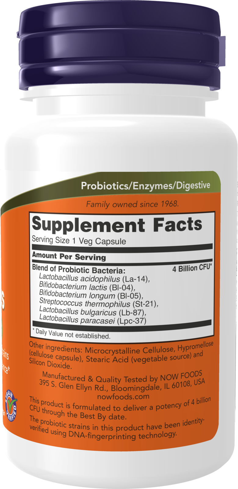 NOW Supplements, Acidophilus 4X6, 4 Billion Potency with 6 Probiotic Strains, Strain Verified, 60 Veg Capsules