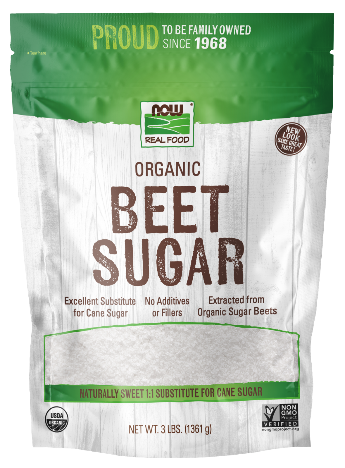 NOW Foods, Certified Organic Beet Sugar, from Organic Sugar Beets, 3 lb