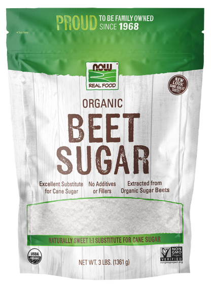 NOW Foods, Certified Organic Beet Sugar, from Organic Sugar Beets, 3 lb