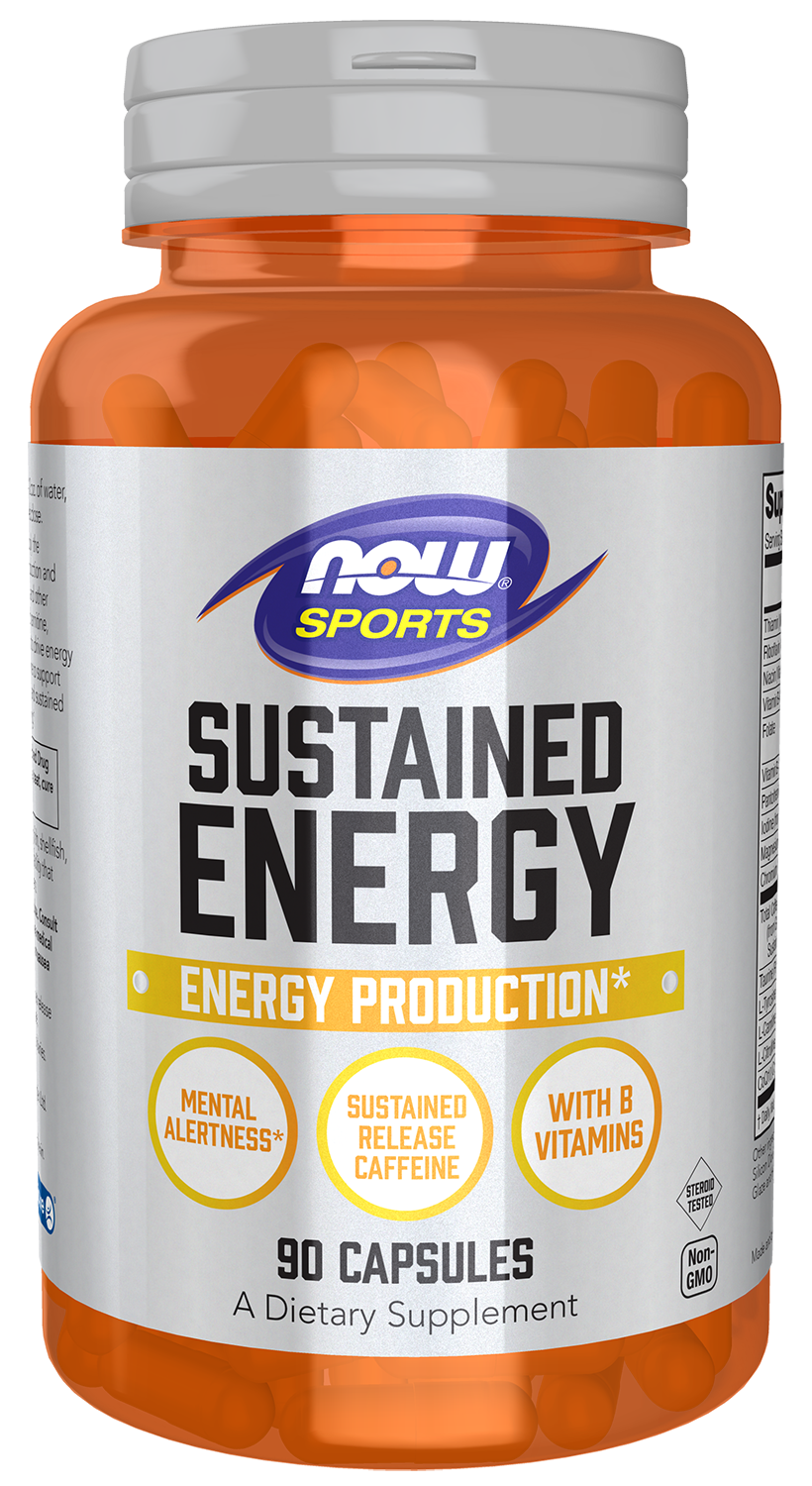 NOW Sports, Sustained Energy, Sustained Release Caffeine, 90 Veg Caps