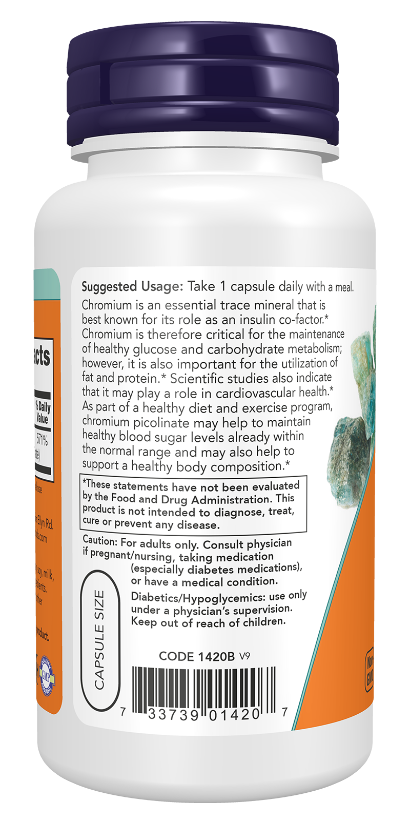 NOW Supplements, Chromium Picolinate 200 mcg, 100 Veg Caps