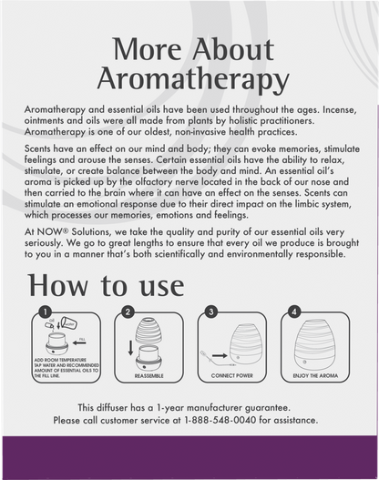 NOW Solutions, Ultrasonic Portable USB Aromatherapy Oil Diffuser, Heat Free