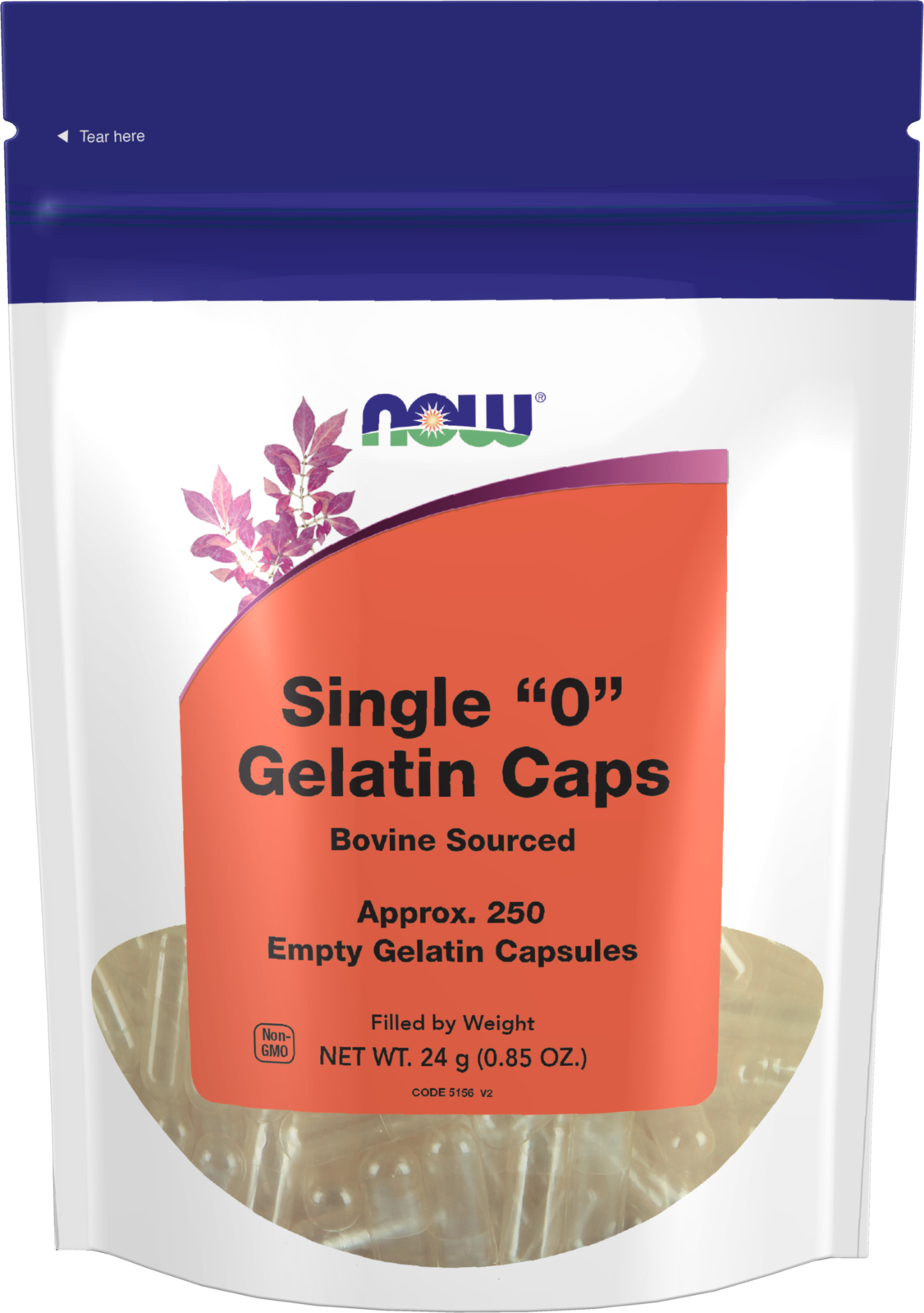 NOW Supplements, Empty Gelatin Caps, Single "0", Bovine, 250 Gel Caps