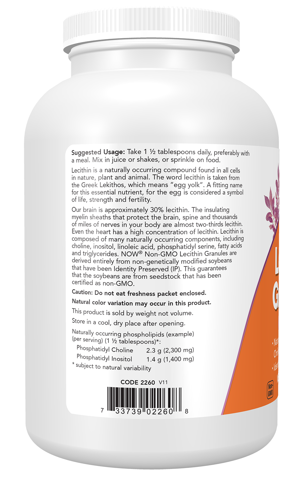 NOW Supplements, Lecithin Granules, Phosphatidyl Choline, 1-lb