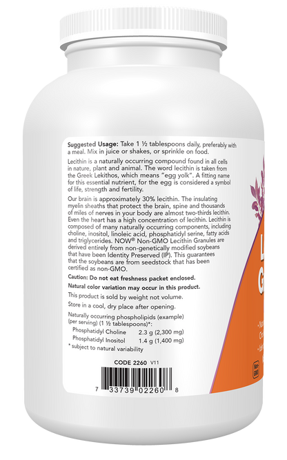 NOW Supplements, Lecithin Granules, Phosphatidyl Choline, 1-lb