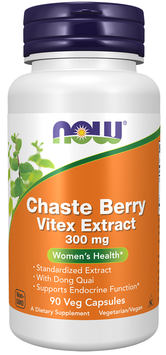 NOW Supplements, Chaste Berry Vitex Extract 300 mg w/Dong Quai, 90 Veg Caps